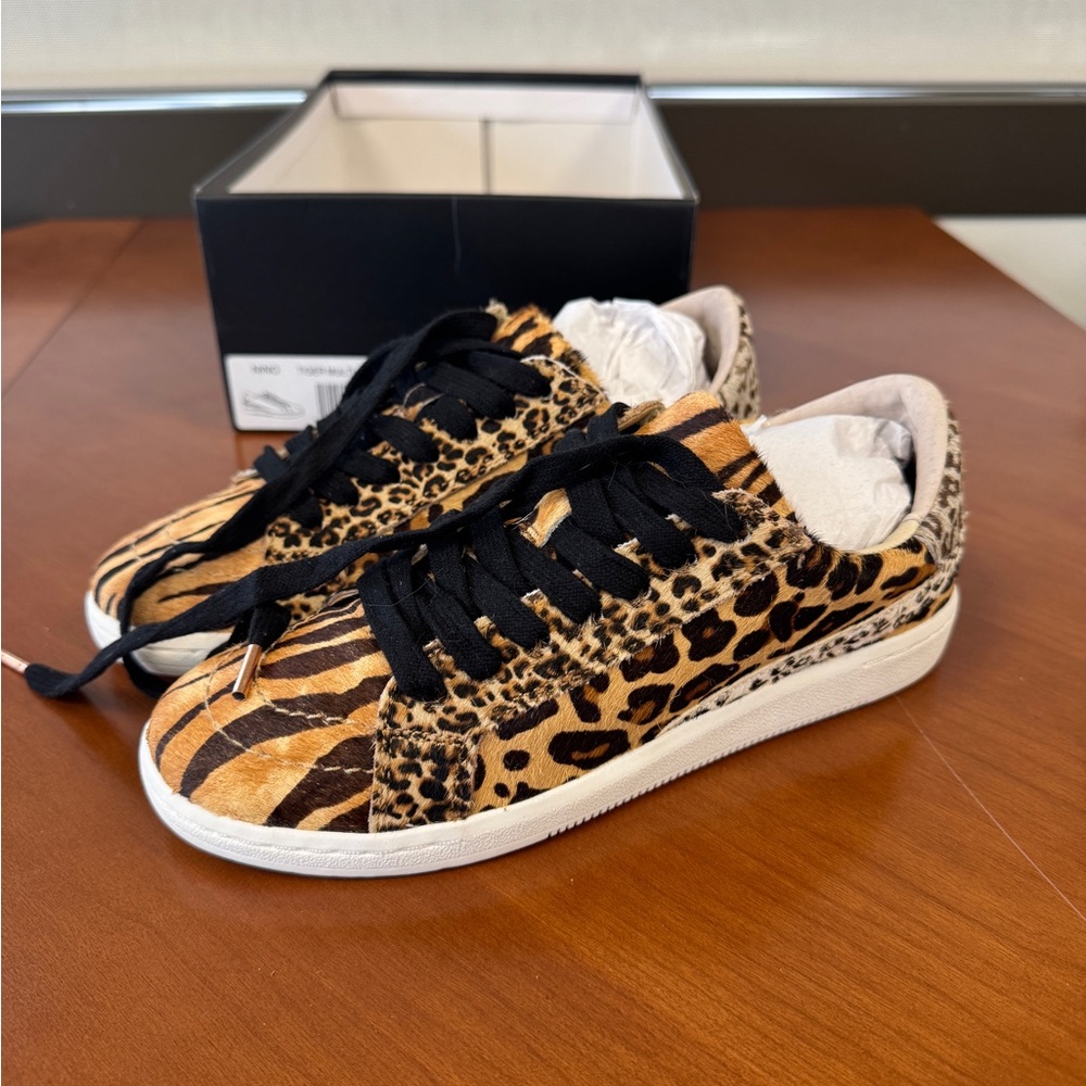 Dolce Vita Animal Print Sneakers with Black and White Laces